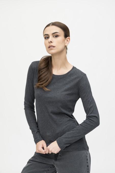 Majestic Filatures | T-shirt basica a maniche lunghe in Cotone Deluxe