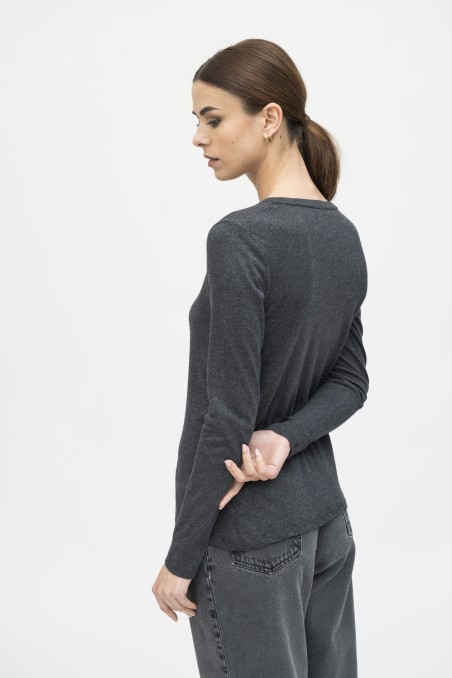 Majestic Filatures | T-shirt basica a maniche lunghe in Cotone Deluxe