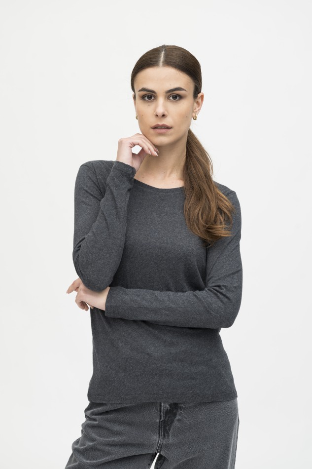 Majestic Filatures | T-shirt basica a maniche lunghe in Cotone Deluxe