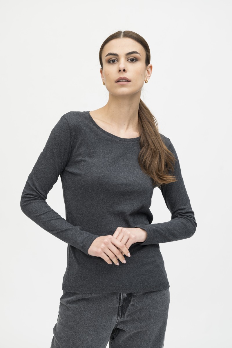 Majestic Filatures | T-shirt basica a maniche lunghe in Cotone Deluxe