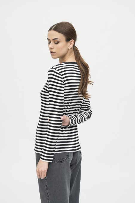 T-shirt a righe in cotone fiammato