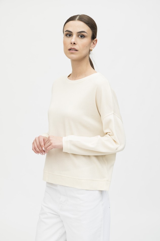 Majestic Filatures |Felpa girocollo in cotone e cashmere double