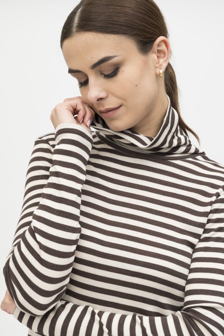 Majestic Filatures |T-shirt dolcevita rigata in lyocell