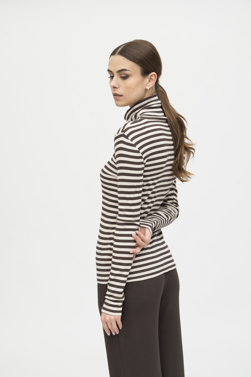 Majestic Filatures |T-shirt dolcevita rigata in lyocell