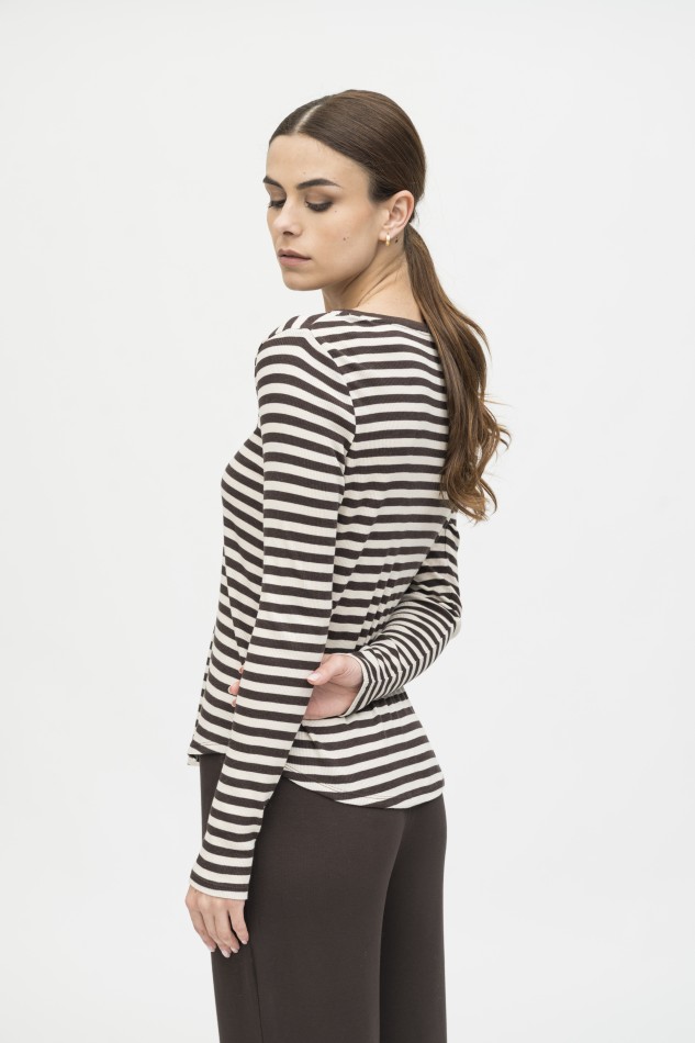 Majestic Filatures | T-shirt rigata in lyocell
