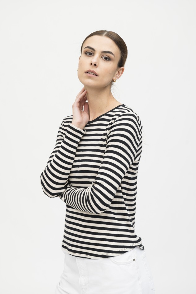 Majestic Filatures | T-shirt rigata in lyocell 2