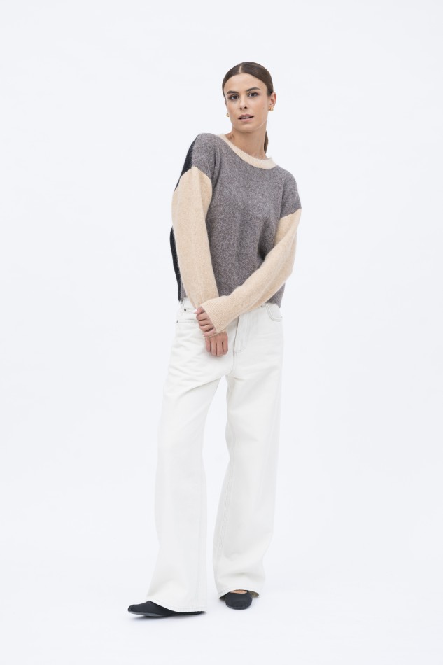 Majestic Filatures | Pullover color block girocollo