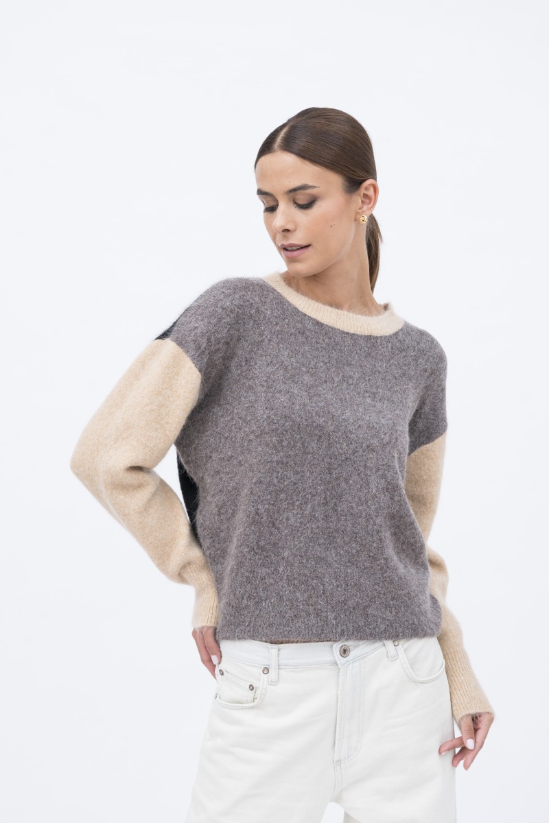 Majestic Filatures | Pullover color block girocollo