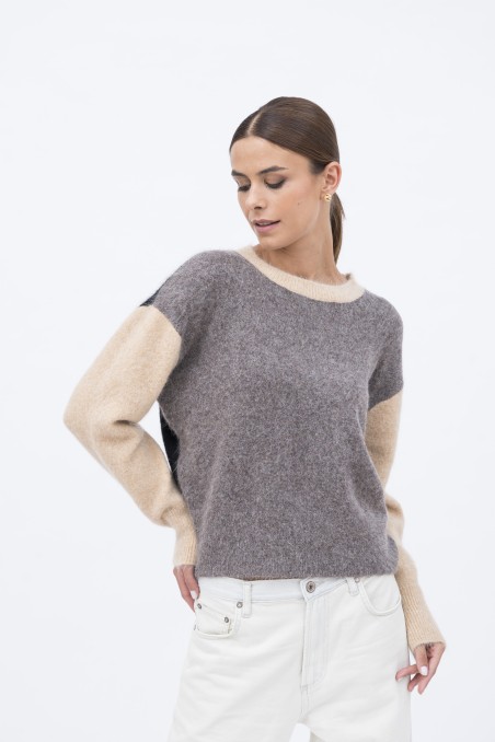 Majestic Filatures | Pullover color block girocollo
