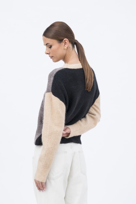 Majestic Filatures | Pullover color block girocollo