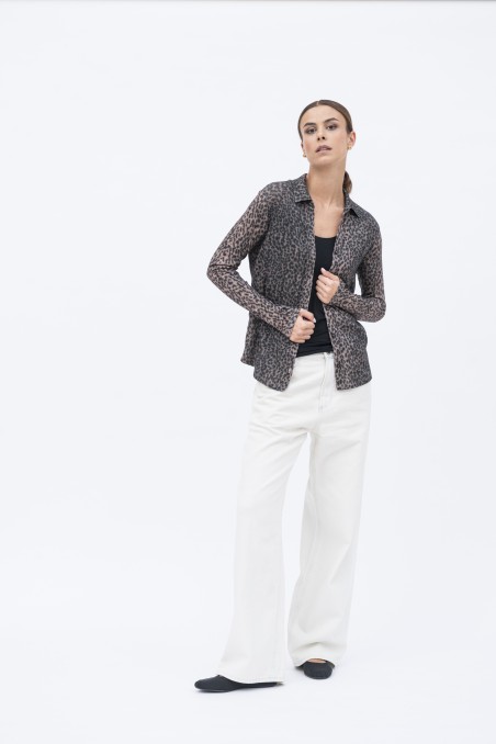Majestic Filatures | Camicia in cotone e cashmere animalier