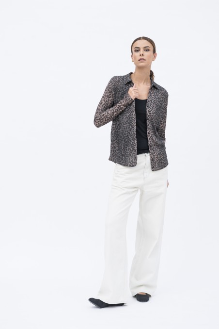 Majestic Filatures | Camicia in cotone e cashmere animalier