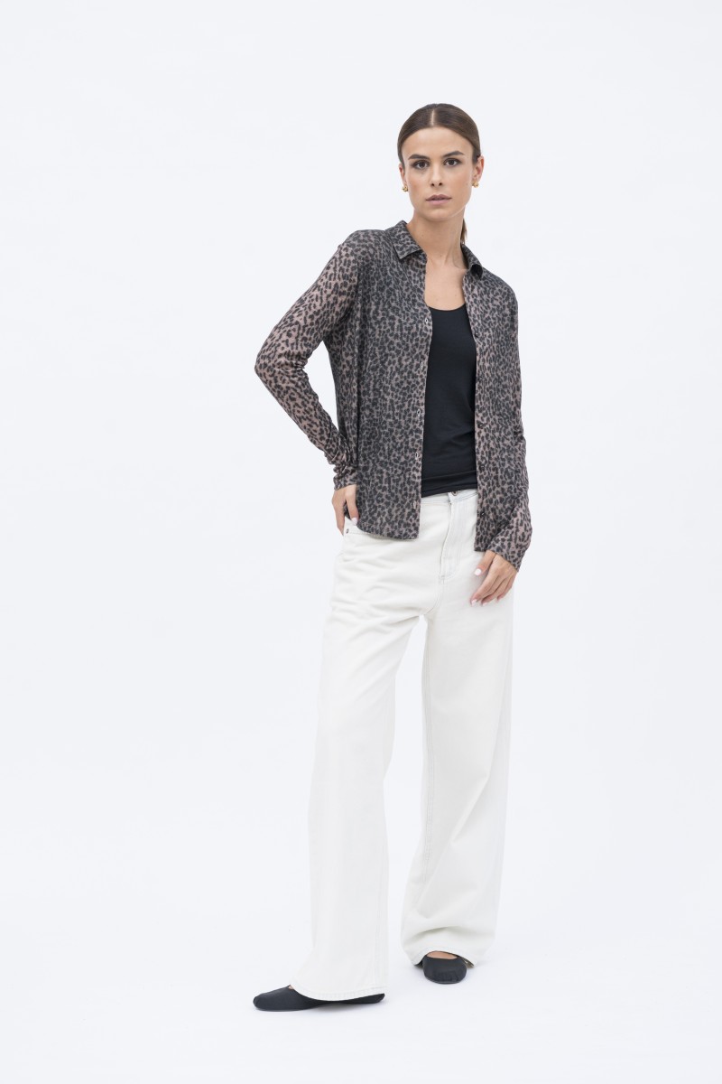 Majestic Filatures | Camicia in cotone e cashmere animalier