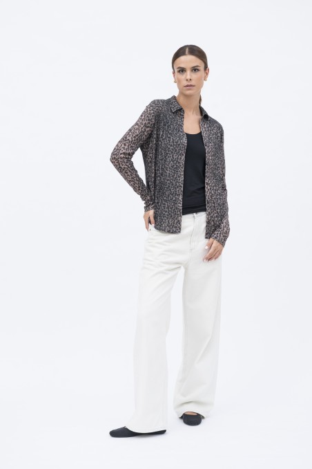 Majestic Filatures | Camicia in cotone e cashmere animalier
