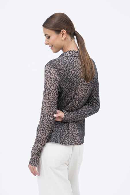 Majestic Filatures | Camicia in cotone e cashmere animalier