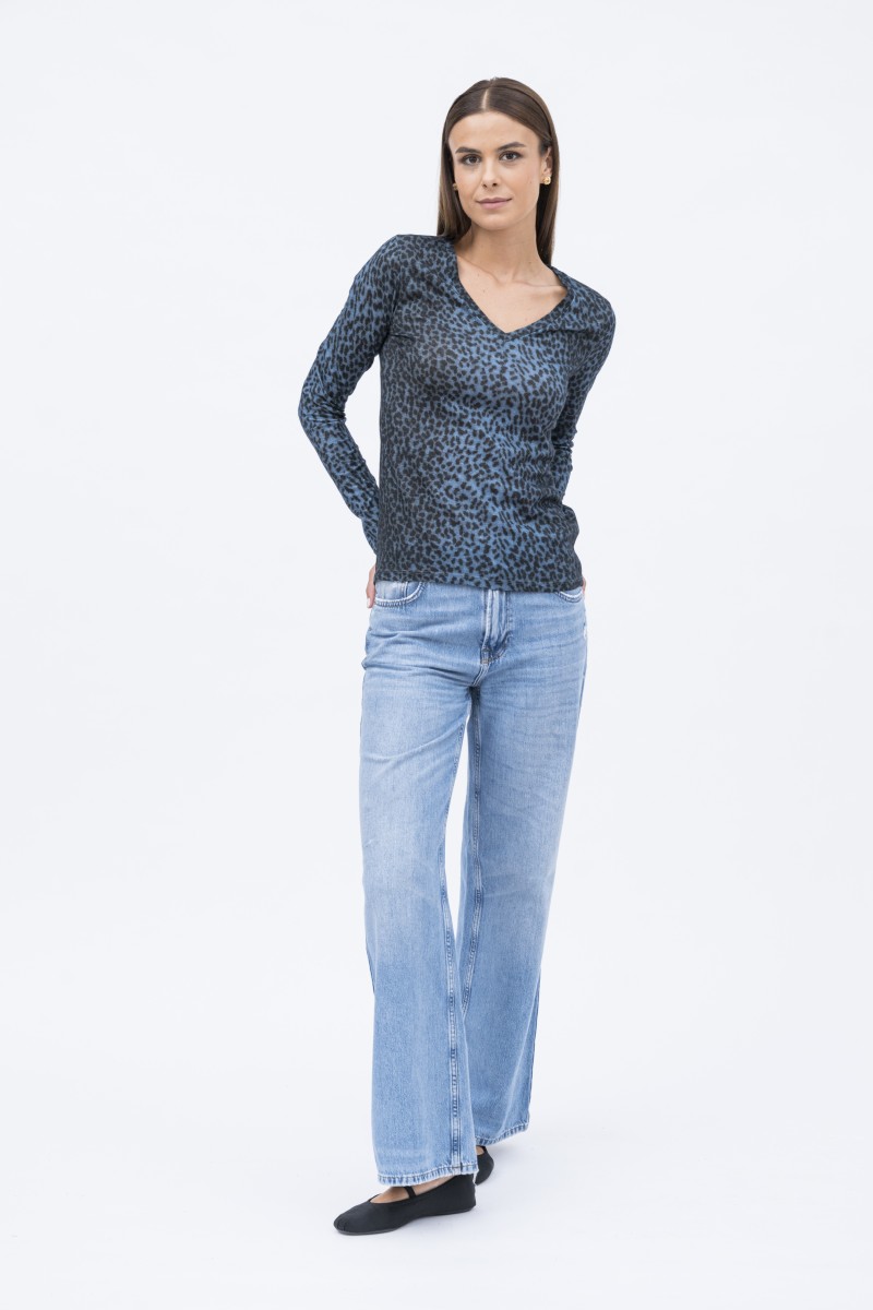 Majestic Filatures | T-shirt in cotone e cashmere animalier