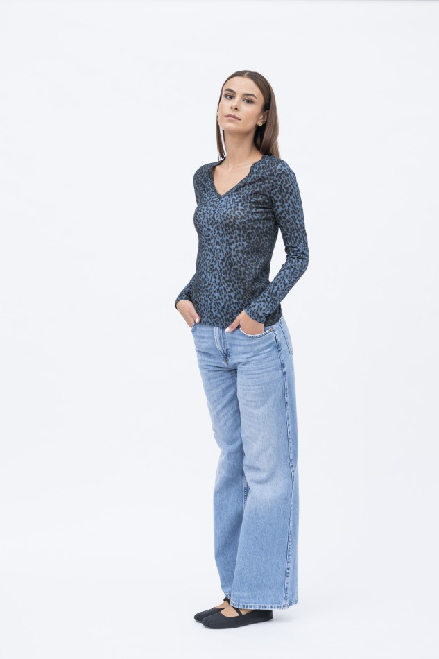 Majestic Filatures | T-shirt in cotone e cashmere animalier 2