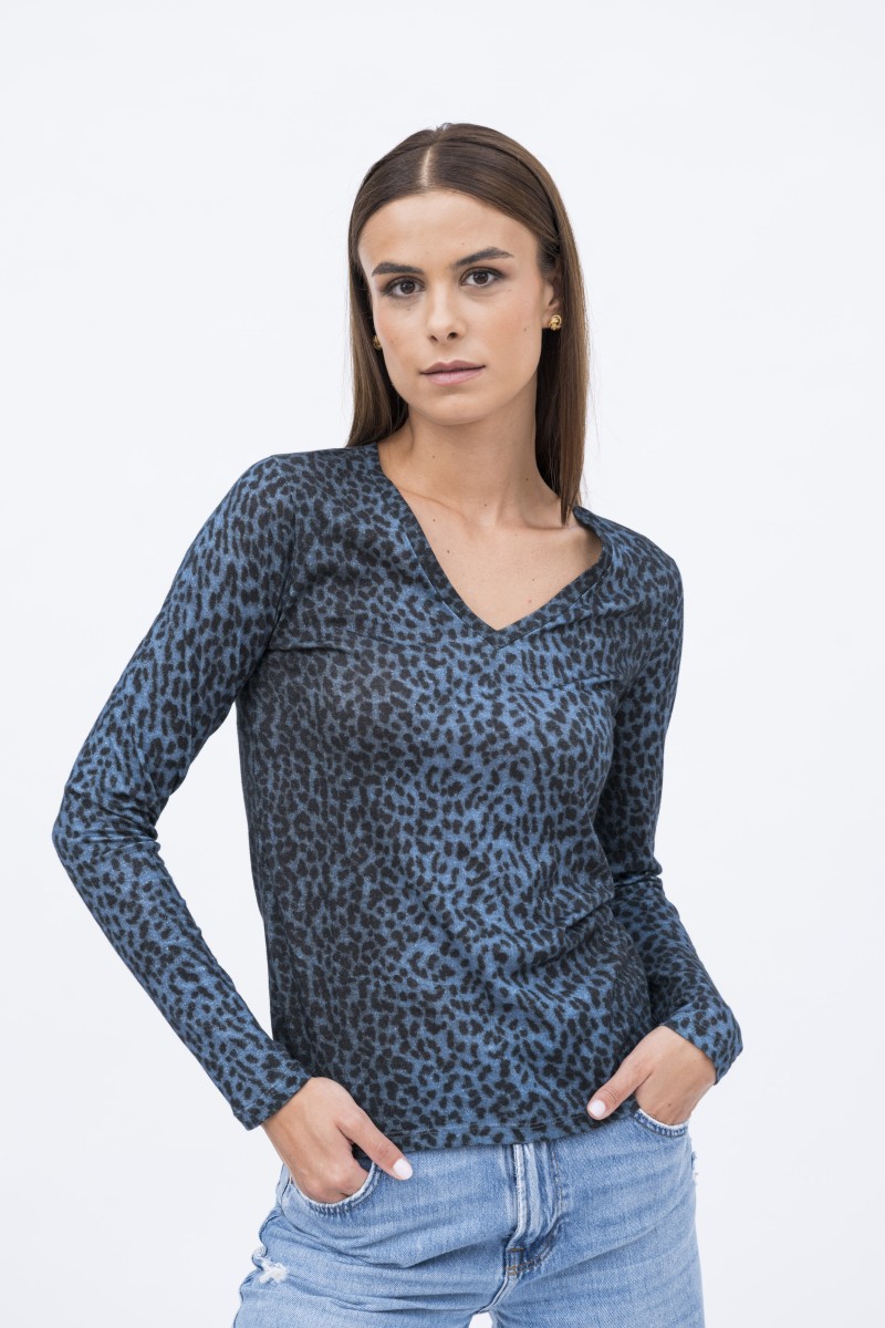 Majestic Filatures | T-shirt in cotone e cashmere animalier
