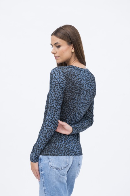 Majestic Filatures | T-shirt in cotone e cashmere animalier