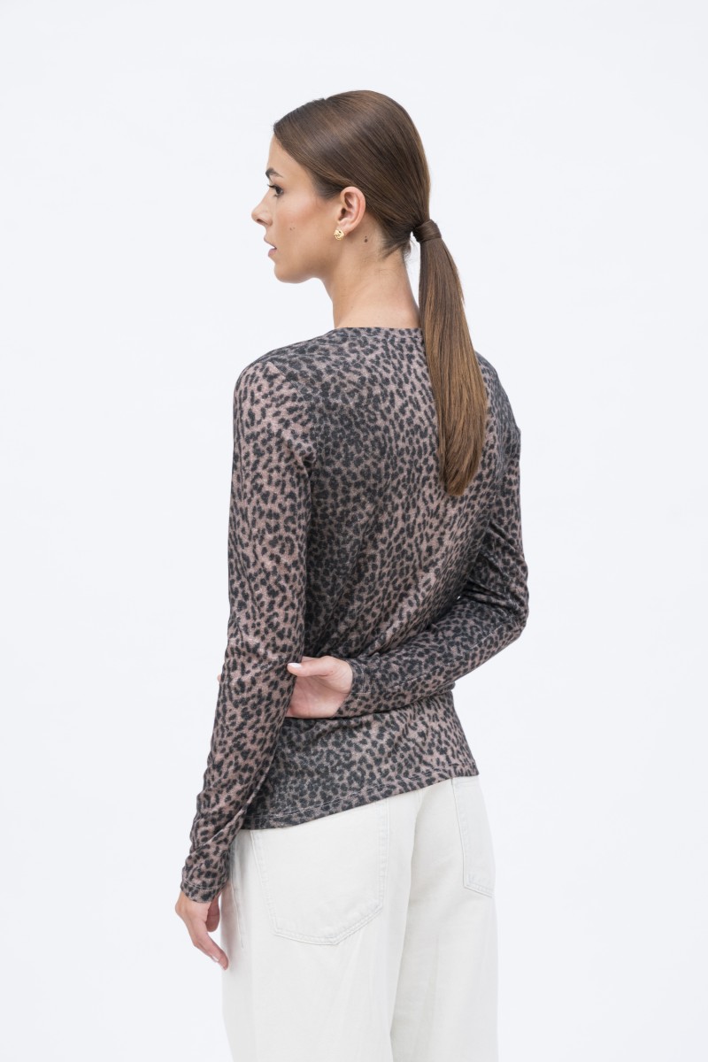 Majestic Filatures | T-shirt in cotone e cashmere animalier
