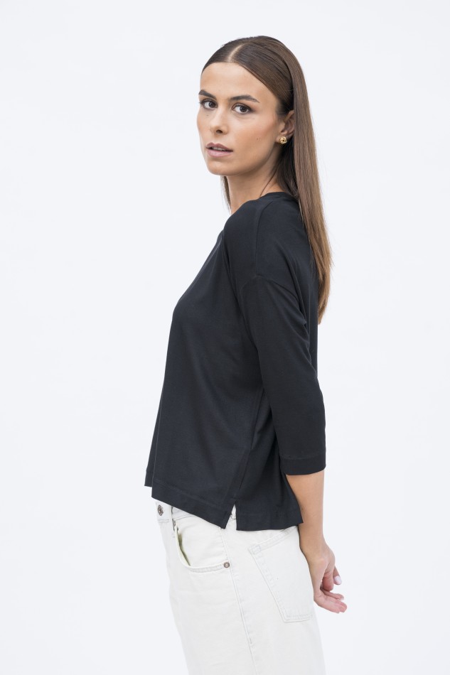 Majestic Filatures | T-shirt girocollo con spacchetti sui lati 2