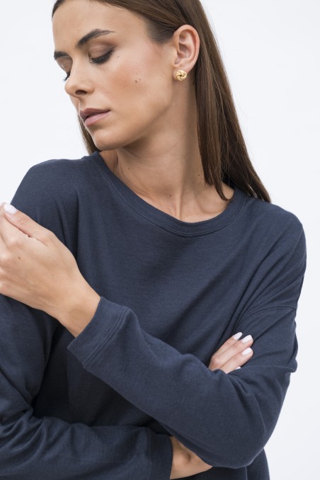 Majestic Filatures |Felpa girocollo in cotone e cashmere double