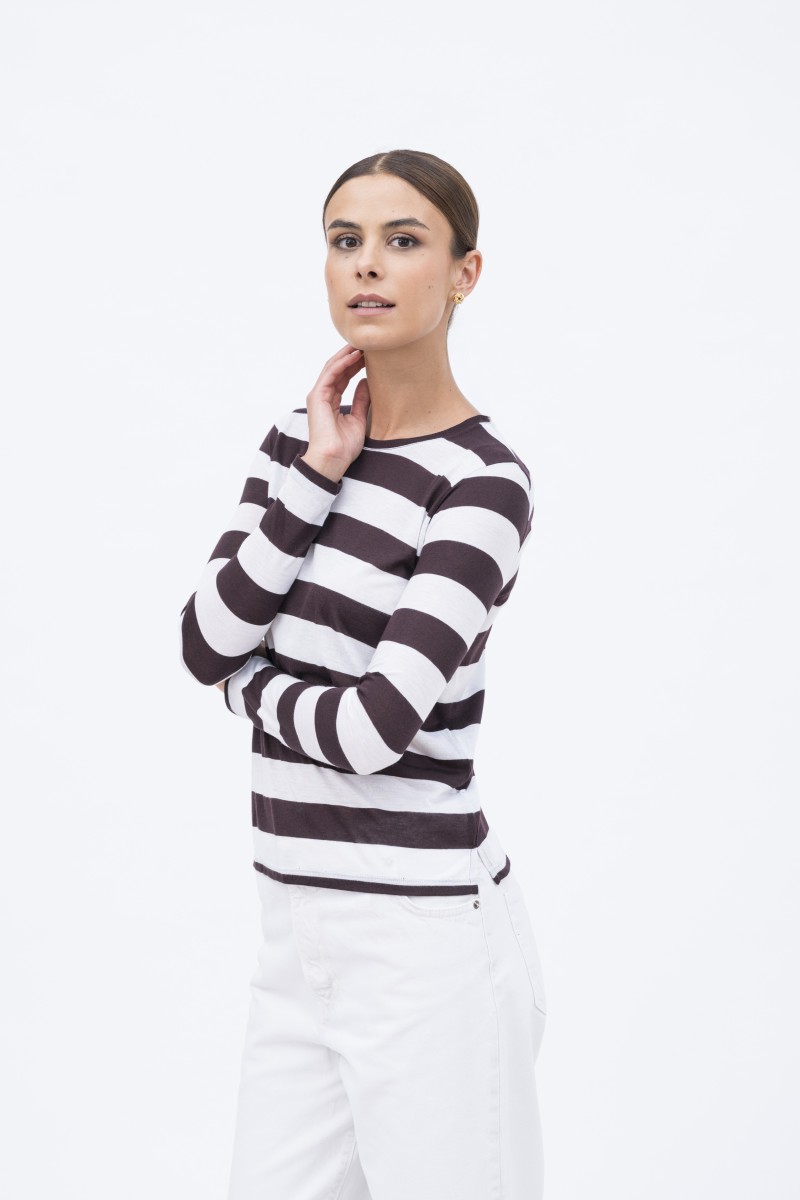 Majestic Filatures | T-shirt girocollo a righe in viscosa