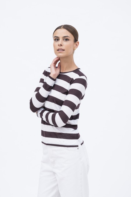 Majestic Filatures | T-shirt girocollo a righe in viscosa