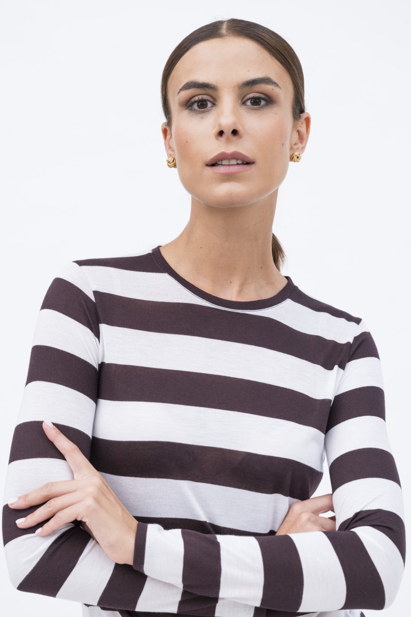 Majestic Filatures | T-shirt girocollo a righe in viscosa