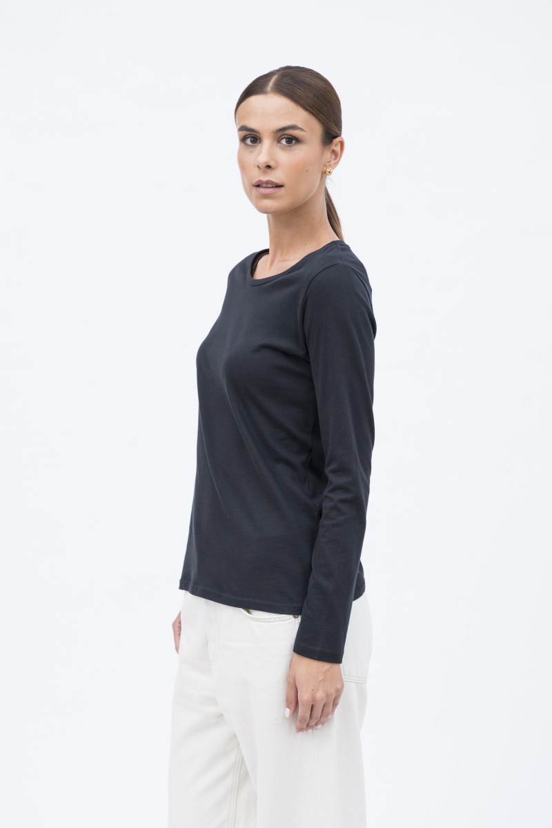 T-shirt basica a maniche lunghe in Cotone Deluxe