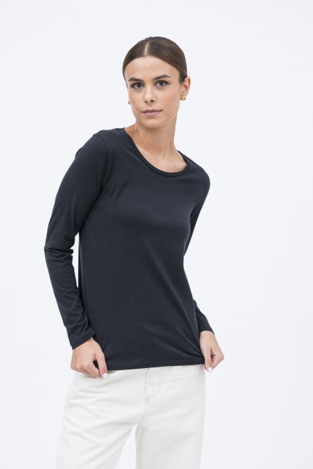 T-shirt basica a maniche lunghe in Cotone Deluxe