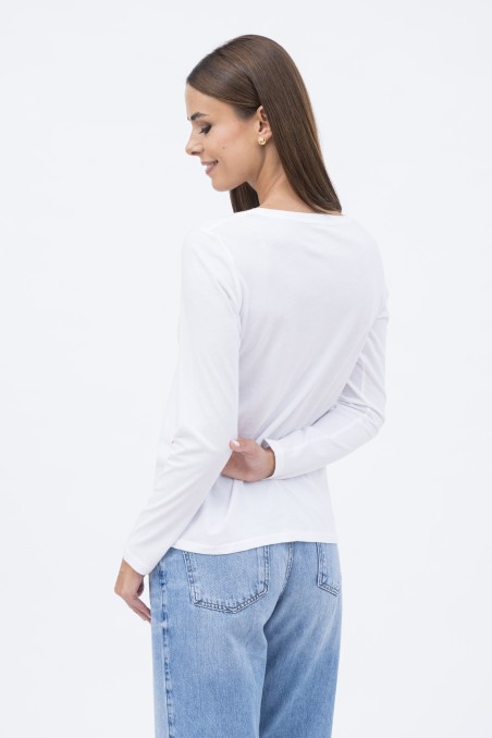 T-shirt basica a maniche lunghe in Cotone Deluxe