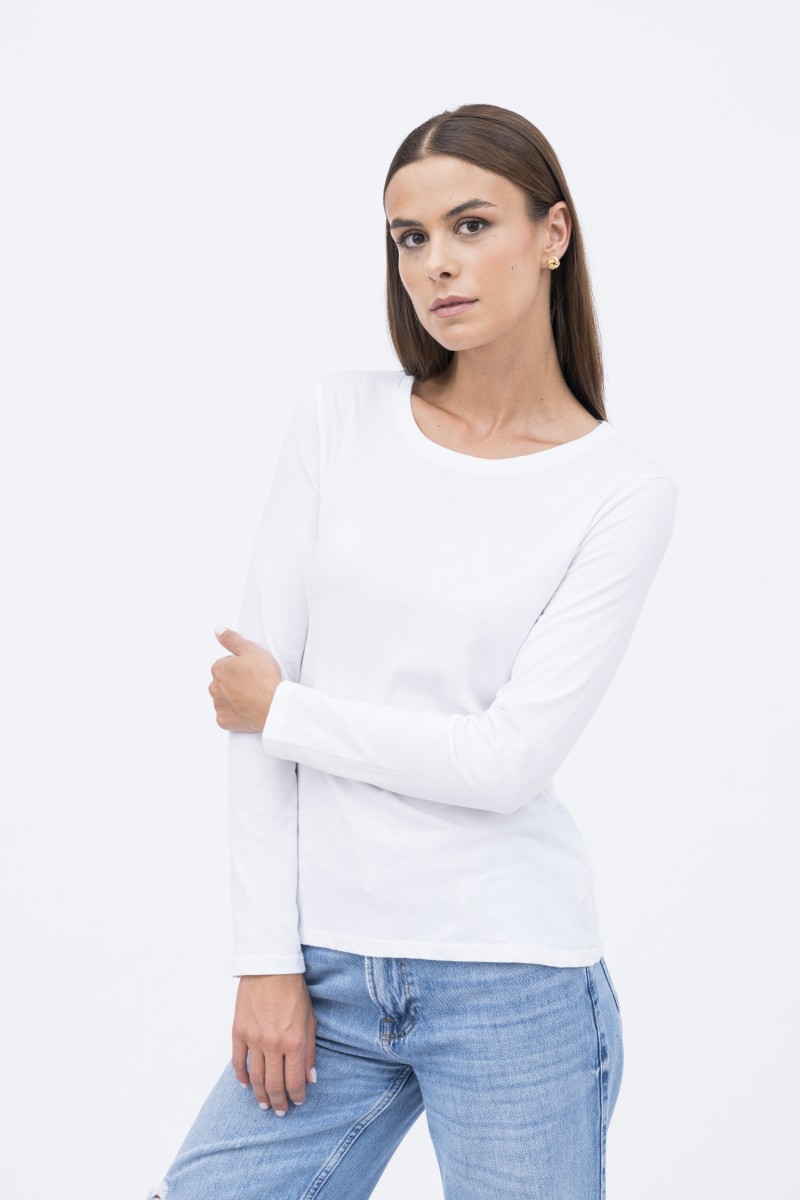 T-shirt basica a maniche lunghe in Cotone Deluxe