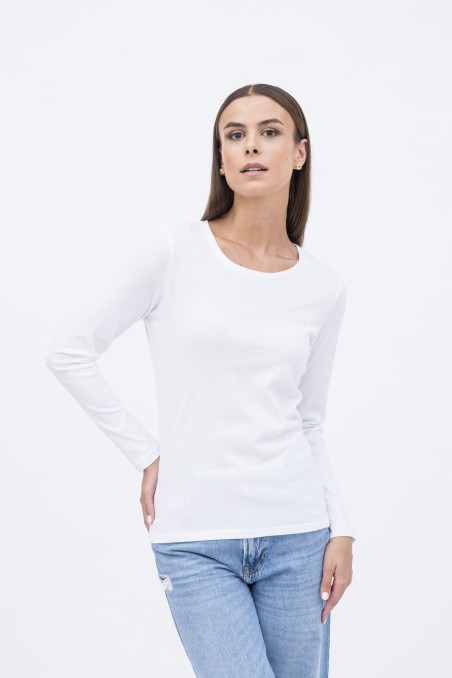 T-shirt basica a maniche lunghe in Cotone Deluxe