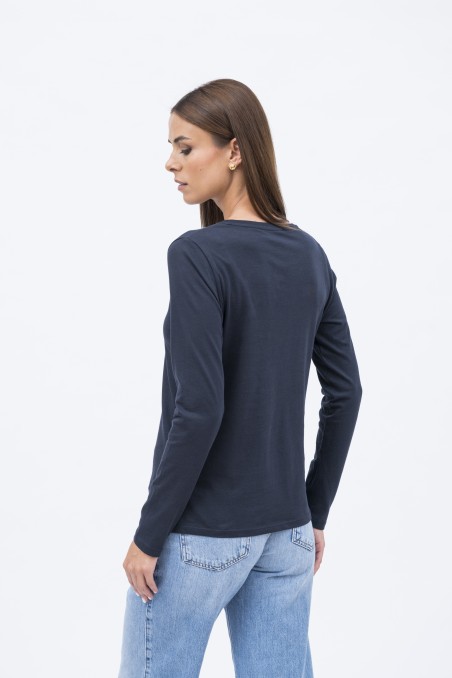 T-shirt basica a maniche lunghe in Cotone Deluxe