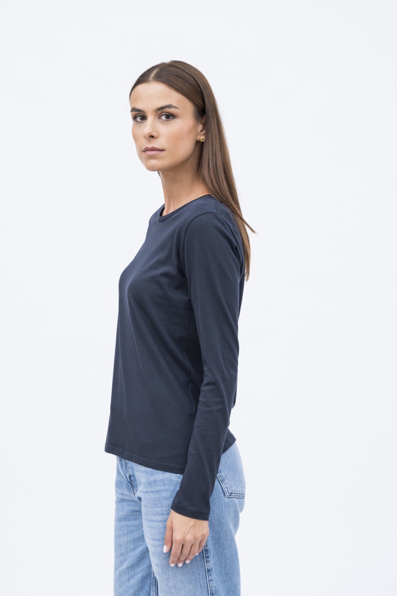 T-shirt basica a maniche lunghe in Cotone Deluxe