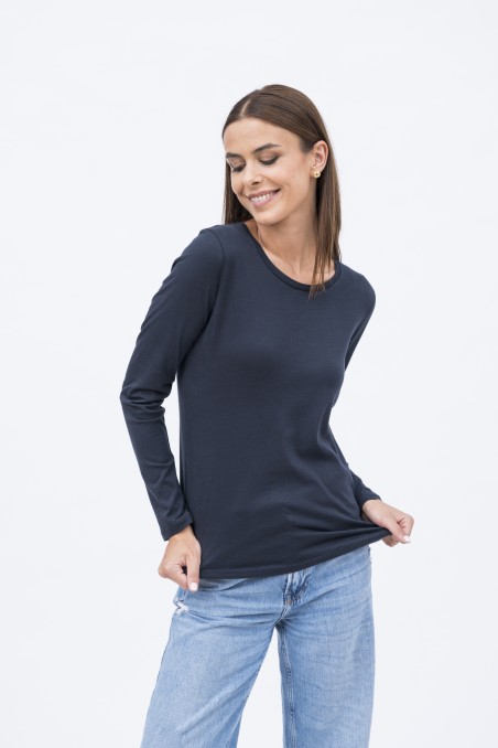 T-shirt basica a maniche lunghe in Cotone Deluxe