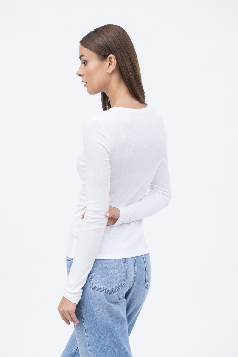 Majestic Filatures | T-shirt in viscosa a costine con scollo a V