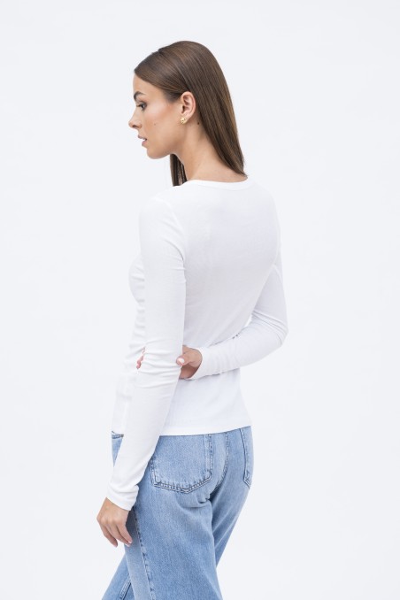Majestic Filatures | T-shirt in viscosa a costine con scollo a V