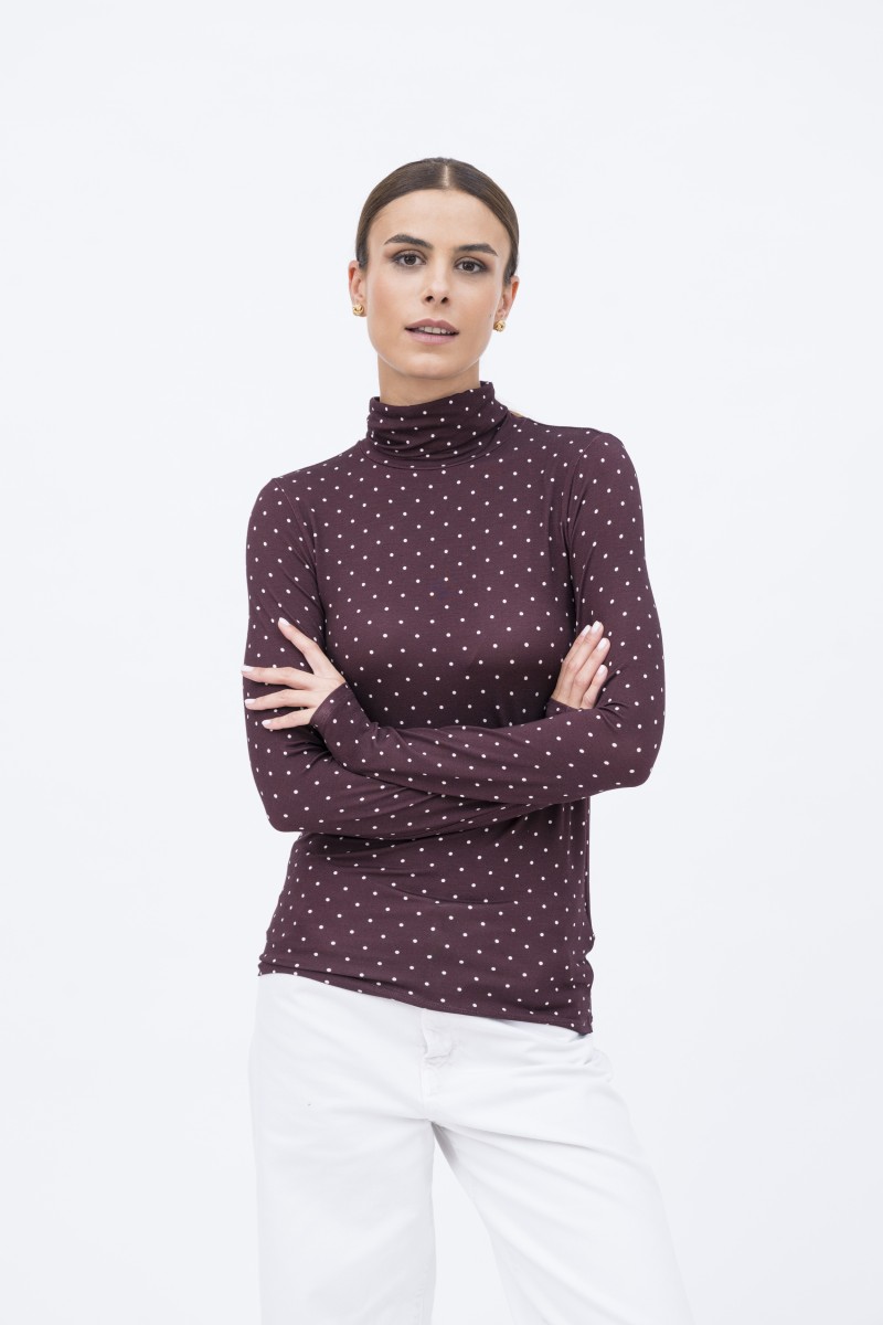 Majestic Filatures |T-shirt dolcevita a pois