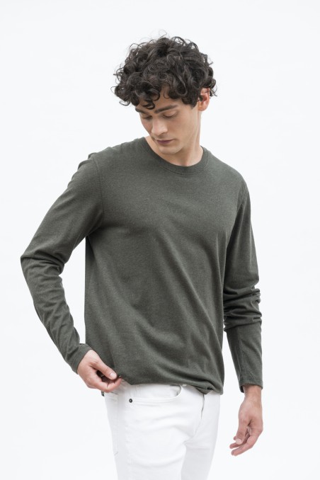 T-Shirt maniche lunghe girocollo in cotone Deluxe
