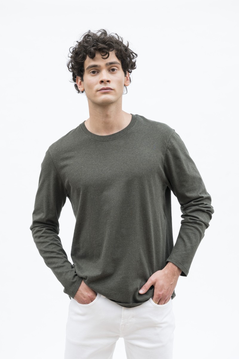 T-Shirt maniche lunghe girocollo in cotone Deluxe