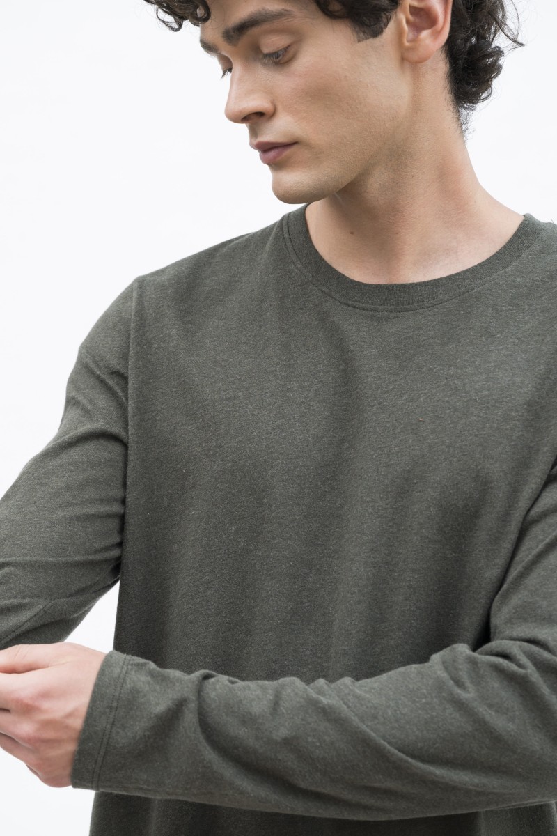 T-Shirt maniche lunghe girocollo in cotone Deluxe