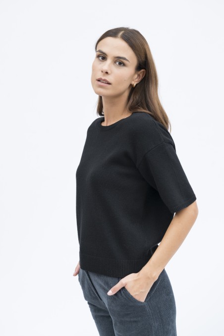Majestic Filatures | Pullover girocollo maniche corte in 100% lana merinos