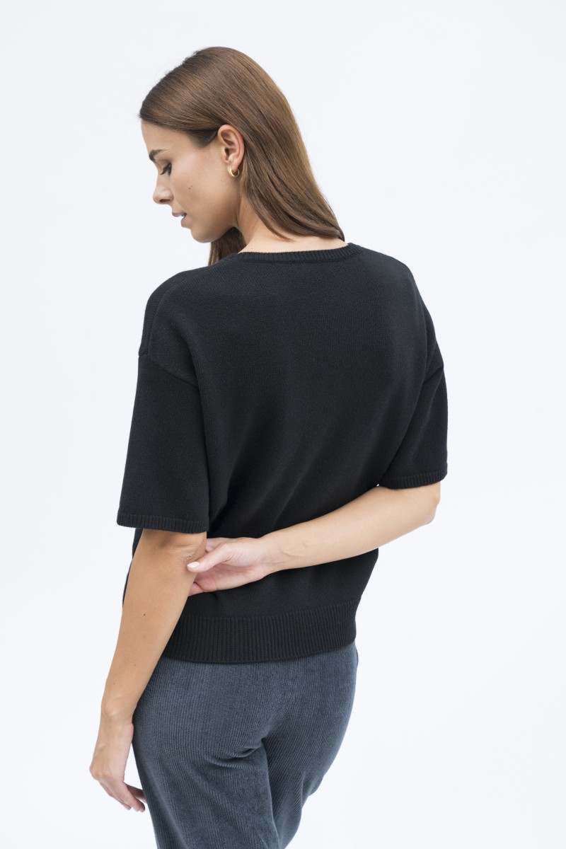 Majestic Filatures | Pullover girocollo maniche corte in 100% lana merinos
