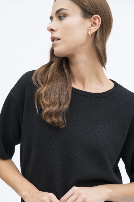 Majestic Filatures | Pullover girocollo maniche corte in 100% lana merinos