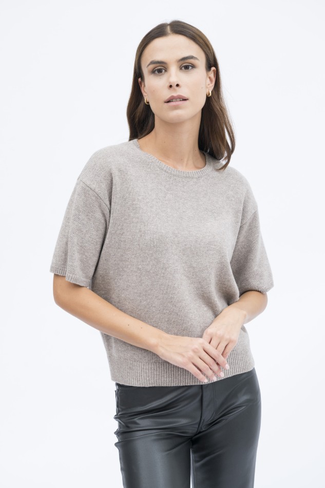 Majestic Filatures | Pullover girocollo maniche corte in 100% lana merinos