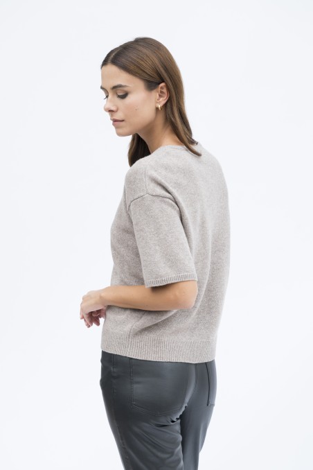 Majestic Filatures | Pullover girocollo maniche corte in 100% lana merinos