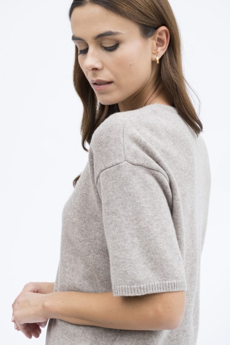 Majestic Filatures | Pullover girocollo maniche corte in 100% lana merinos