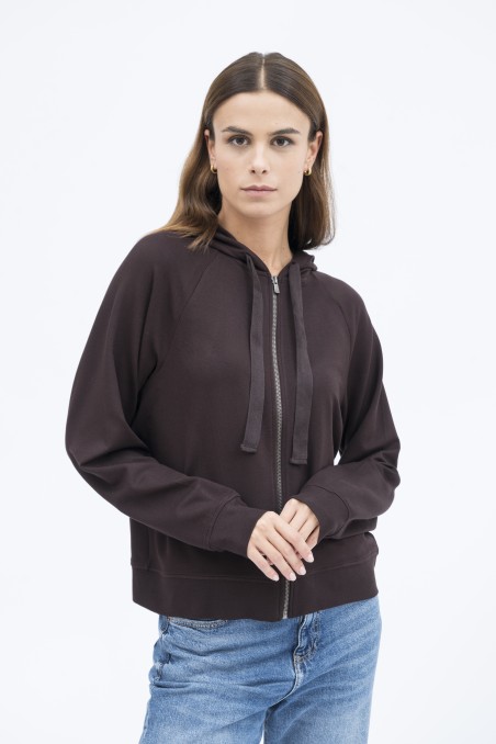 Majestic Filatures | Felpa con zip e cappuccio in viscosa